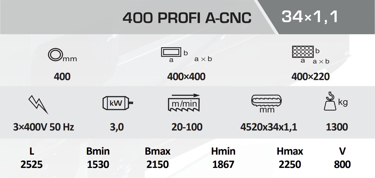 Pásová pila na kov PEGAS GONDA 400 PROFI A-CNC